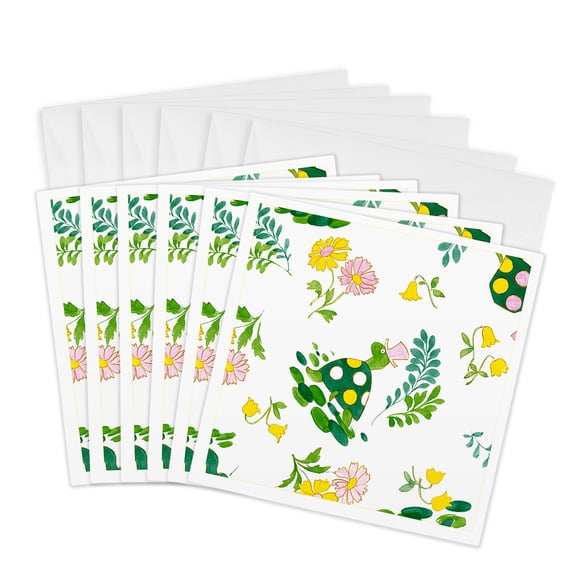 3drose, Cute Turtle, 6 Greeting Cards with Envelopes