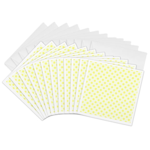 3drose, Cute Yellow Lemon Slices Pattern, 12 Greeting Cards with Envelopes