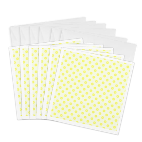 3drose, Cute Yellow Lemon Slices Pattern, 6 Greeting Cards with Envelopes