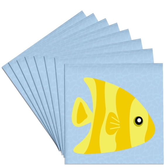 3drose, Cute Yellow Stripe Tropical Fish, Set of 8 Ceramic Tile Coasters