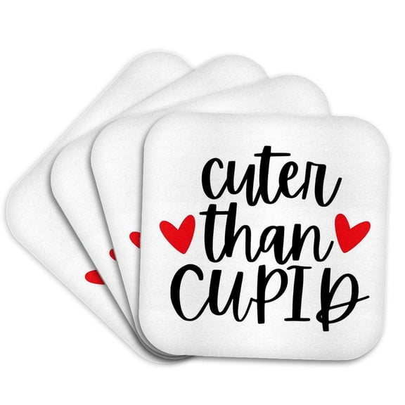 3drose, Cuter Than Cupid Valentine Gift for Anniversary for Wife Husband Girlfriend Boyfriend, Set of 4 Coasters - Cork