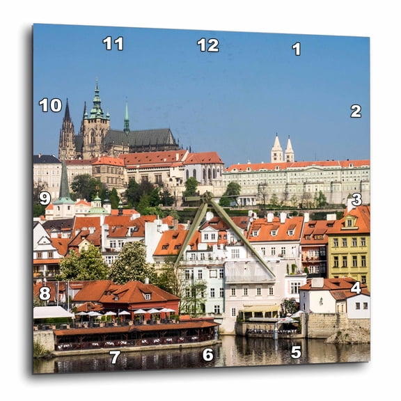 3drose, Czech Republic, Prague. Prague Castle and Lesser Town., 13x13 Wall Clock