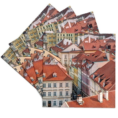 3drose, Czech Republic, Prague. Prague Rooftops as Seen from Above., Set of 4 Ceramic Tile Coasters