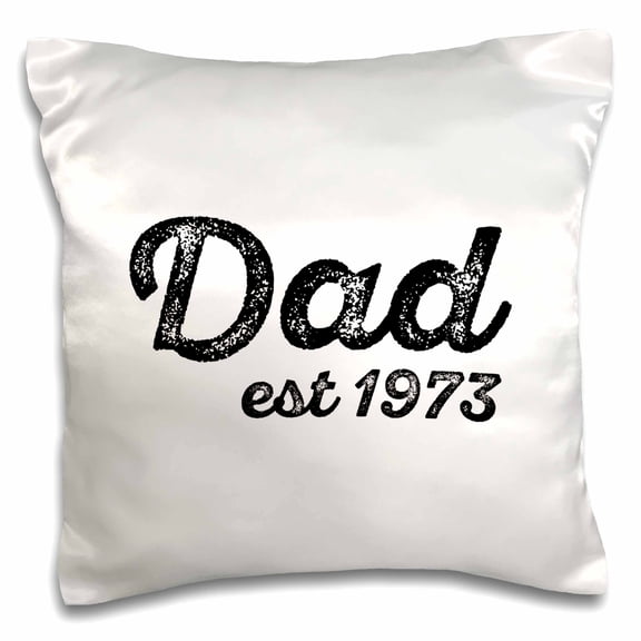 3drose, Dad Established 1973 Distressed Cursive Lettering on White Background., 16x16 inch Pillow Case