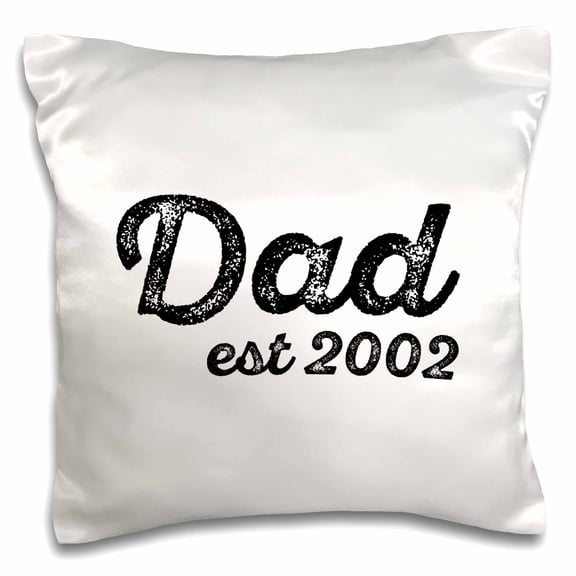 3drose, Dad Established 2002 Distressed Cursive Lettering on White Background., 16x16 inch Pillow Case