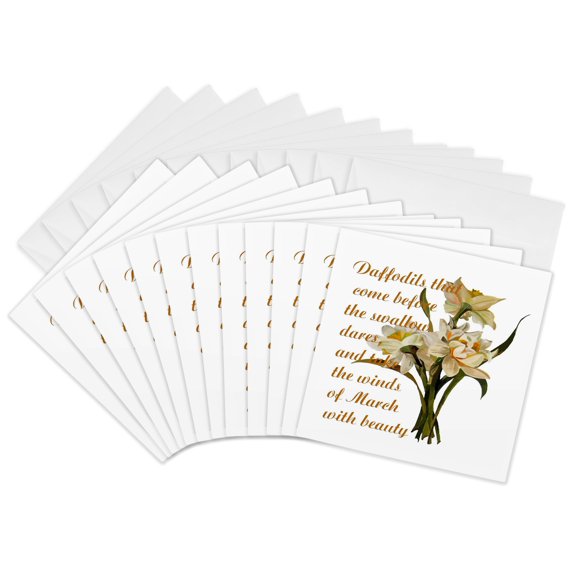 3drose, Daffodils That Come Before the Swallow Dares Shakespeare, 12 Greeting Cards with Envelopes