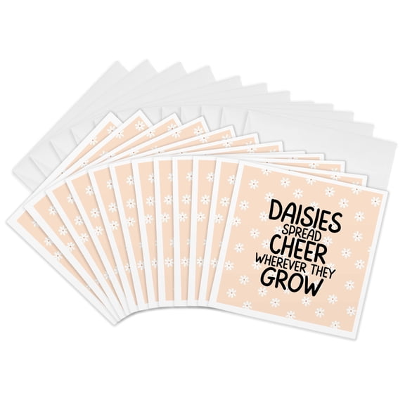 3drose, Daisies Spread Cheer Wherever They Grow - White Daisies Pattern, 12 Greeting Cards with Envelopes