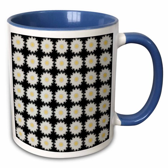 3drose, Daisy Abstract Repeat Dot Pattern, 11oz Two-tone Blue Mug