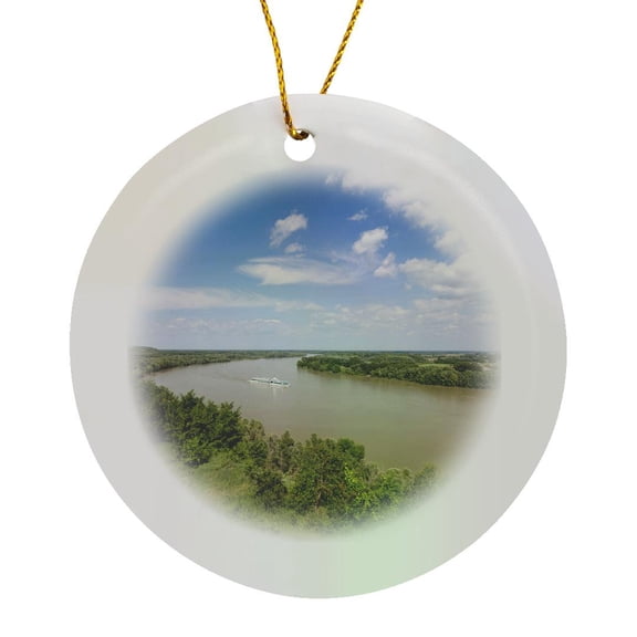 3drose, Danube River, Dunaszekcsoe, Plains, Hungary - Eu13 Mzw0348 - Martin Zwick, Circle Porcelain Ornament