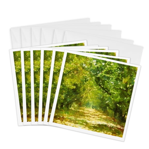 3drose, Dappled Light of Day Dreams Tree Avenue Art, 6 Greeting Cards with Envelopes