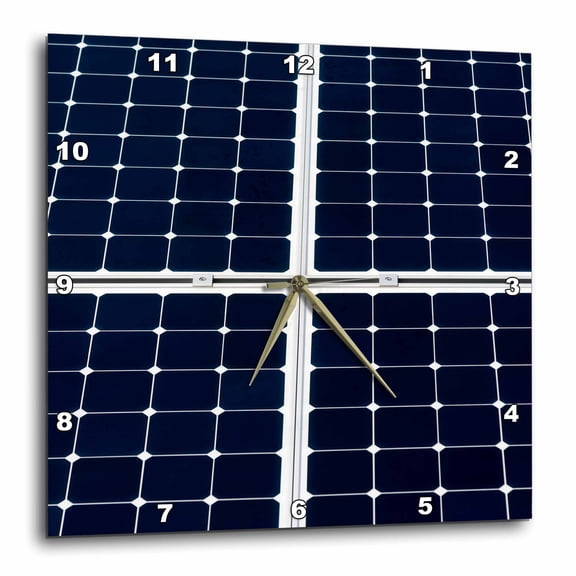 3drose, Dark Blue Solar Power Panel Divided into Four Parts by White Frames, 15x15 Wall Clock