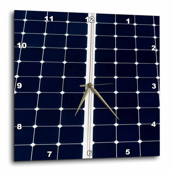3drose, Dark Blue Solar Power Panel Divided into Two Parts by White Frame, 10x10 Wall Clock