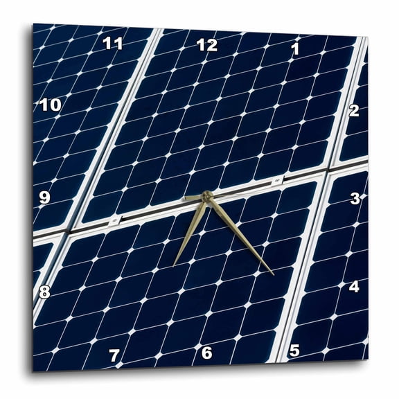 3drose, Dark Blue Solar Power Panel, White Frame, Diagonal View, 10x10 Wall Clock