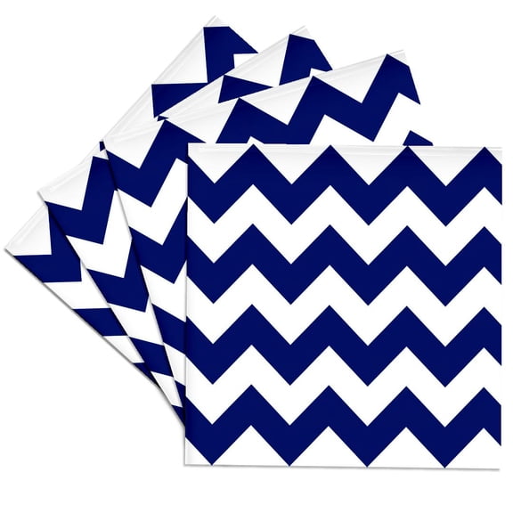 3drose, Dark Blue and White Chevron Pattern, Set of 4 Ceramic Tile Coasters