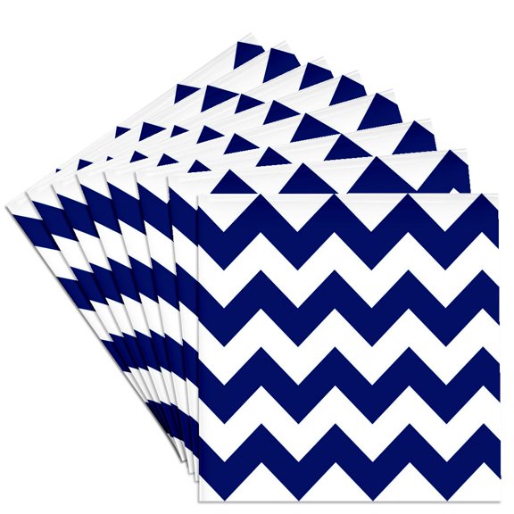 3drose, Dark Blue and White Chevron Pattern, Set of 8 Ceramic Tile Coasters