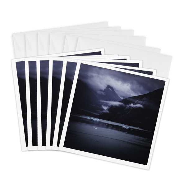 3drose, Dark and Gloomy Day in a Fjord, 6 Greeting Cards with Envelopes