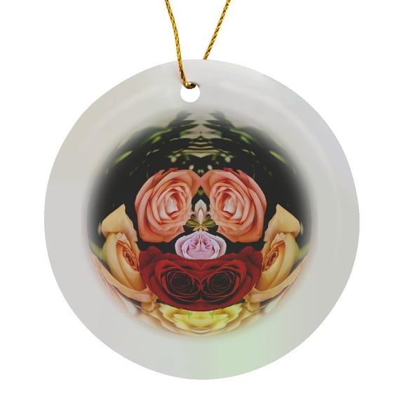 3drose, Decorative Colorful Garden Botanic Paperweight Globe Abstract Flower Roses, Circle Porcelain Ornament