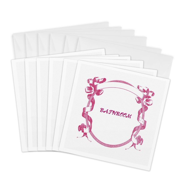 3drose, Decorative Victorian Pink Bathroom Sign, 6 Greeting Cards with Envelopes