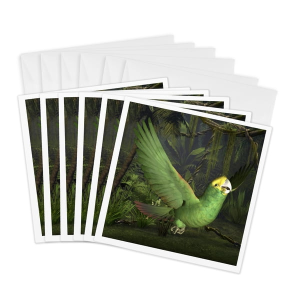 3drose, Deep Yellow Amazon Parrot, 6 Greeting Cards with Envelopes