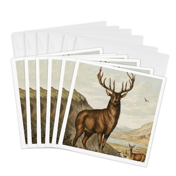 3drose, Deer, 6 Greeting Cards with Envelopes