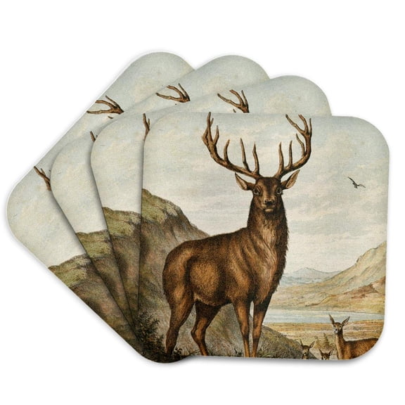 3drose, Deer, Set of 4 Coasters - Soft