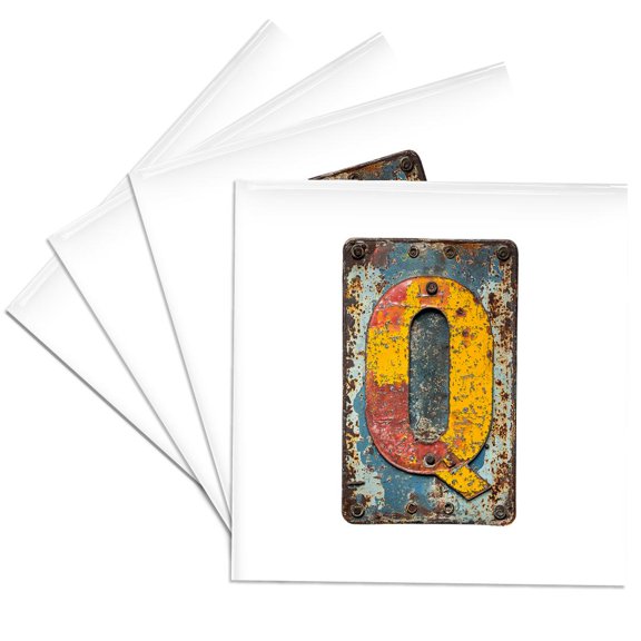 3drose, Delightful Letter Q. Grunge Metal Monogram, Industrial Style Gift, Set of 4 Ceramic Tile Coasters