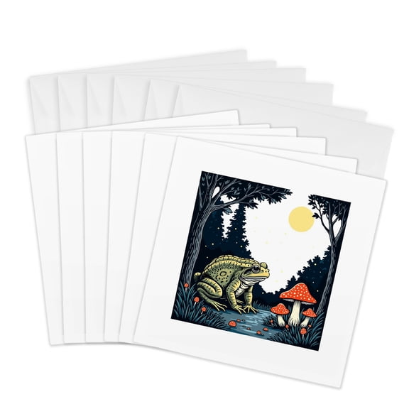 3drose, Dervish Line Drawing Calligrapy Style in White on Red Background, 6 Greeting Cards with Envelopes