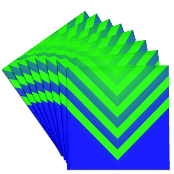 3drose, Design with Chevron Gradients in Blue and Green, Set of 8 Ceramic Tile Coasters