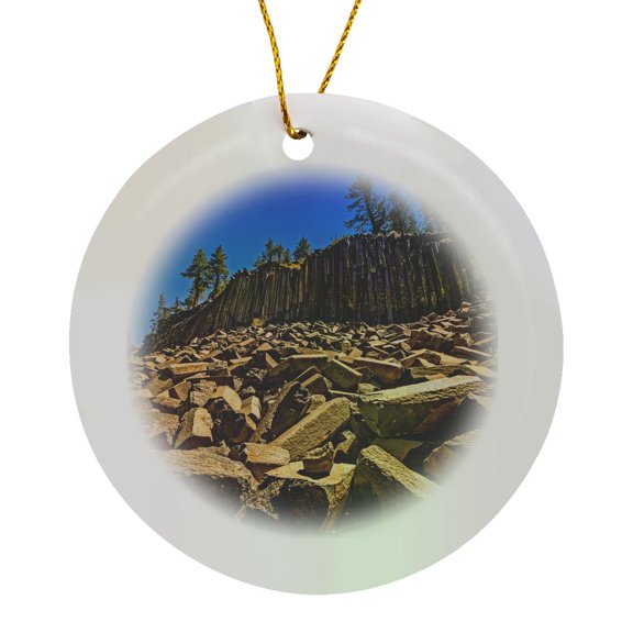 3drose, Devils Postpile National Monument, Circle Porcelain Ornament