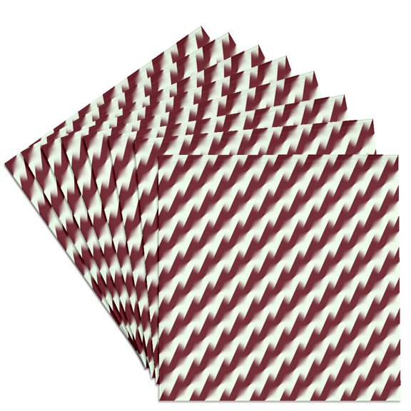 3drose, Diagonal Stripe Stepped Zig Zag Pattern Gradient Maroon, Set of 8 Ceramic Tile Coasters