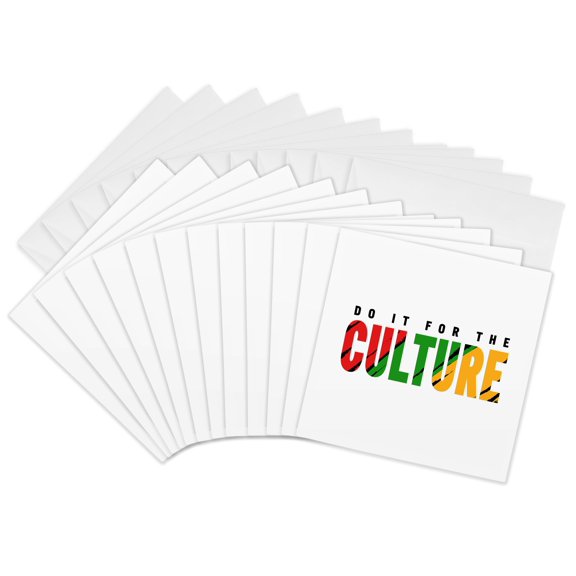 3drose, Do It for Culture Colorful Text on White. Elegant Juneteenth Art Gift, 12 Greeting Cards with Envelopes