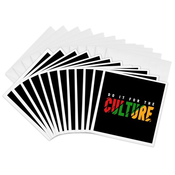 3drose, Do It for Culture Text on Black. Magnificent Juneteenth Artsy Gift, 12 Greeting Cards with Envelopes