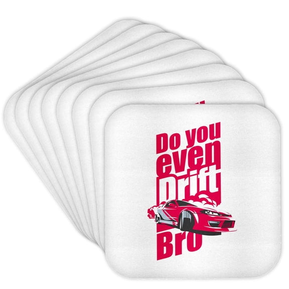 3drose, Do You Even Drift Bro Cool Drifting Racecar, Set of 8 Coasters - Cork