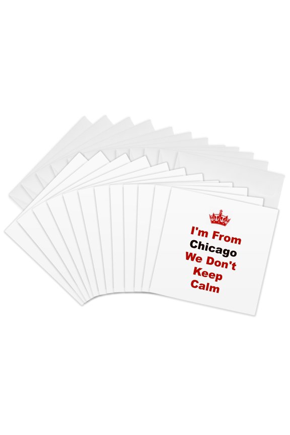 , Dont Keep Calm, Chicago, Red and Black Lettering on White Background, 12 Greeting Cards with Envelopes