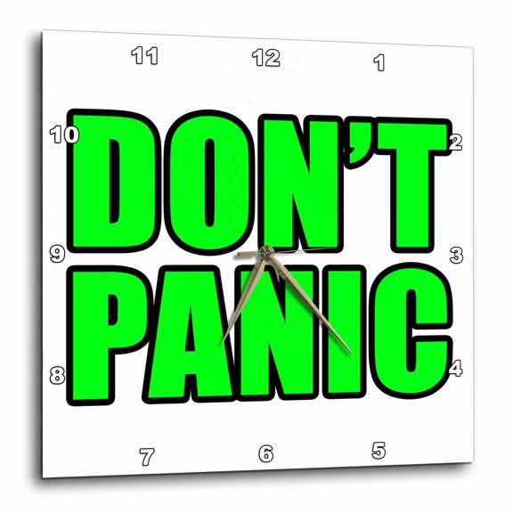 3drose, Dont Panic Green, 15x15 Wall Clock