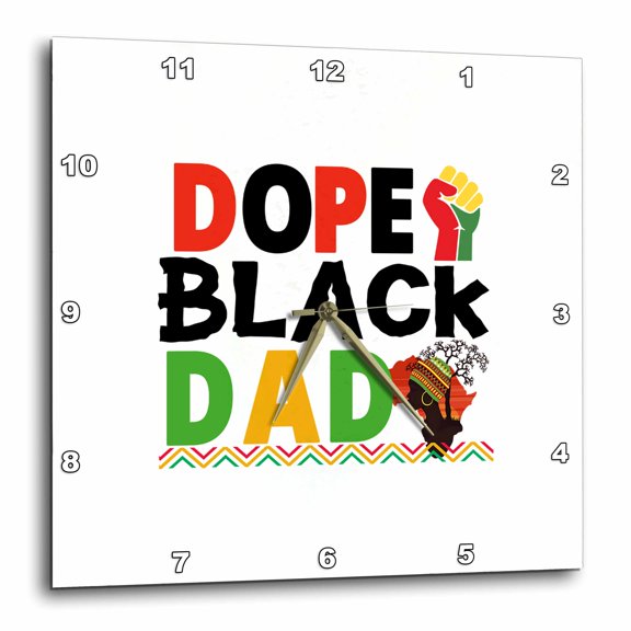 3drose, Dope Black Dad. Black History Month Colorful Artsy Gift for Father, 10x10 Wall Clock