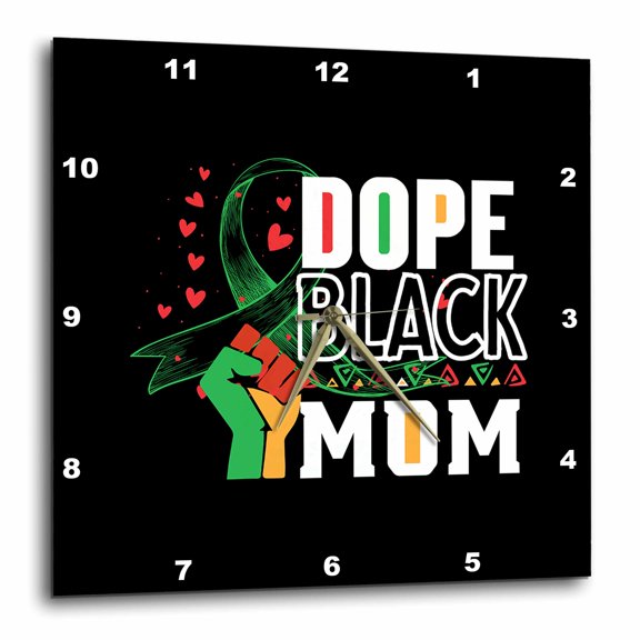 3drose, Dope Black Mom. Black History Month Typography Colorful Artsy Gift, 10x10 Wall Clock