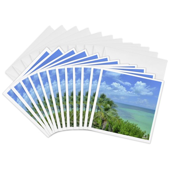 3drose, down at Florida Keys, 12 Greeting Cards with Envelopes
