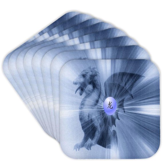 3drose, Dragon J, Set of 8 Coasters - Cork