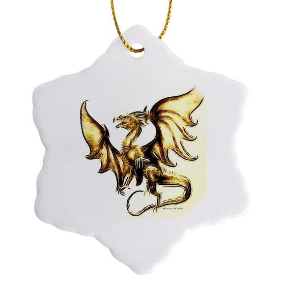 3drose, Dragon X, 3 inch Snowflake Porcelain Ornament