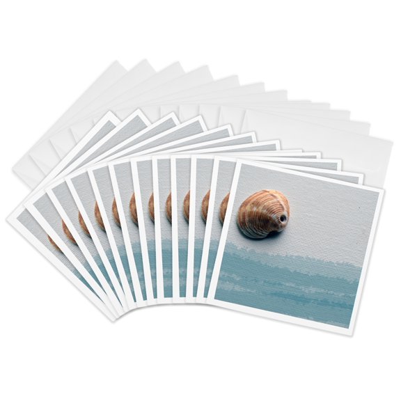 3drose, Drilled Shell Blue Streaks Seashell, 12 Greeting Cards with Envelopes