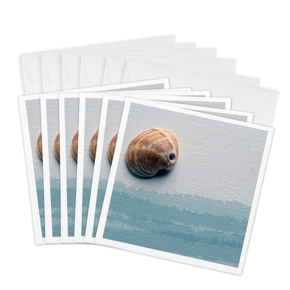 3drose, Drilled Shell Blue Streaks Seashell, 6 Greeting Cards with Envelopes