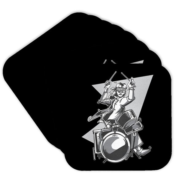 3drose, Drummer Music Musically with Male Person, Set of 8 Coasters - Cork