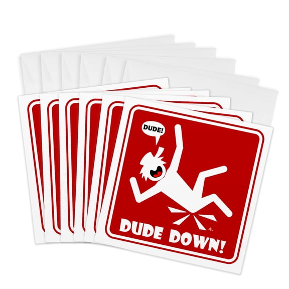 3drose, Dude down Red Sign 1, 6 Greeting Cards with Envelopes
