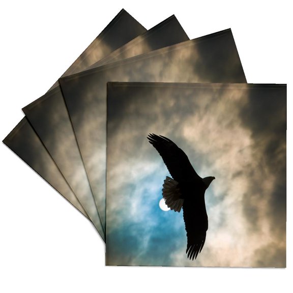 3drose, Eagle Overhead Through a Break in the Clouds, Set of 4 Ceramic Tile Coasters