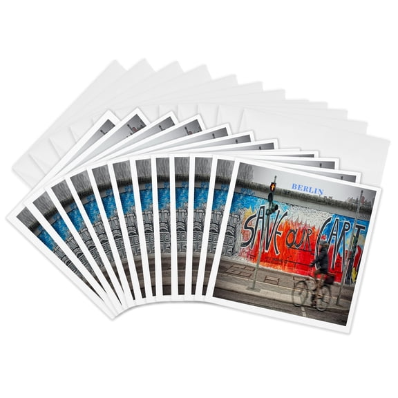 3drose, East Side Art Berlin Germany, 12 Greeting Cards with Envelopes