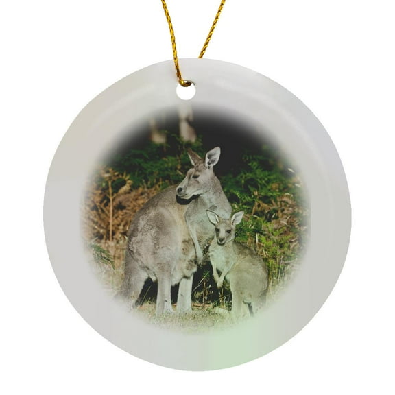 3drose, Eastern Grey Kangaroo, Australia - Au01 Mzw0234 - Martin Zwick, Circle Porcelain Ornament