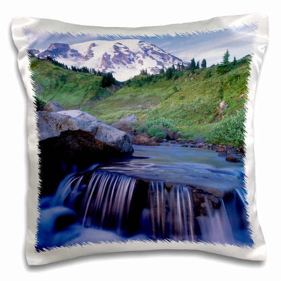3drose, Edith Creek on Paradise Trail Near Mt. Rainier Np Lodge, Wa, Usa, 16x16 inch Pillow Case