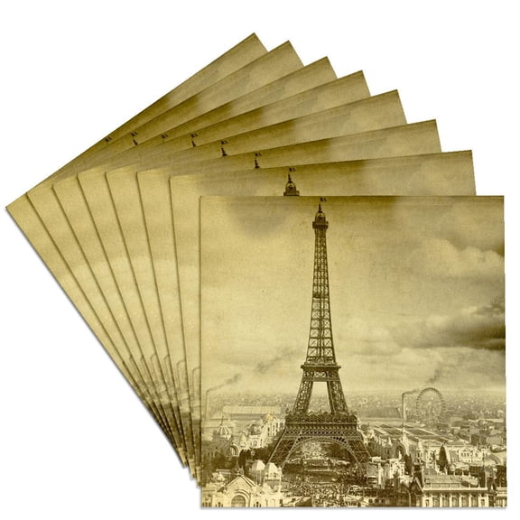 3drose, Eiffel Tower Paris France 1889 Sepia Tone, Set of 8 Ceramic Tile Coasters