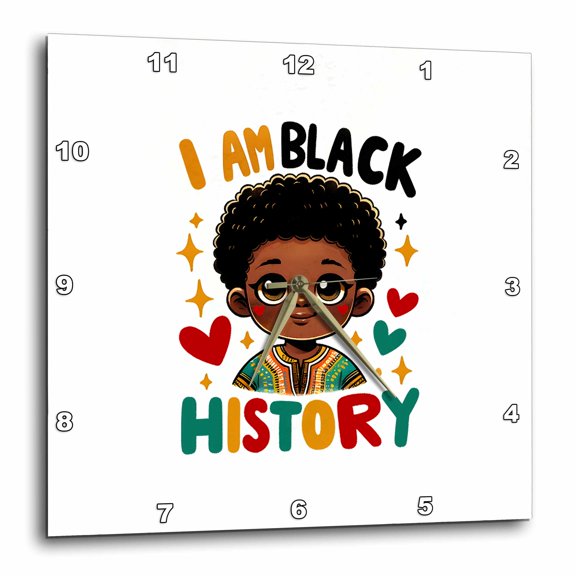 3drose, Elegant Colorful Art of an African-american Boy. Black History Gift, 15x15 Wall Clock